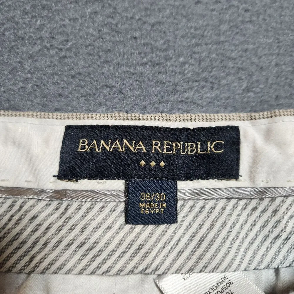 Banana Republic Dress Pants Men 36X30 (35X27) Tan Houndstooth Straight Leg